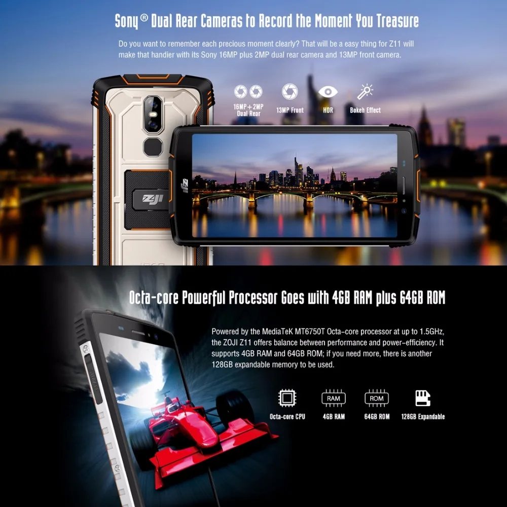 HOMTOM ZOJI Z11 мобильный телефон 4 Гб 64 ГБ Android 8 1 Восьмиядерный MTK6750T IP68