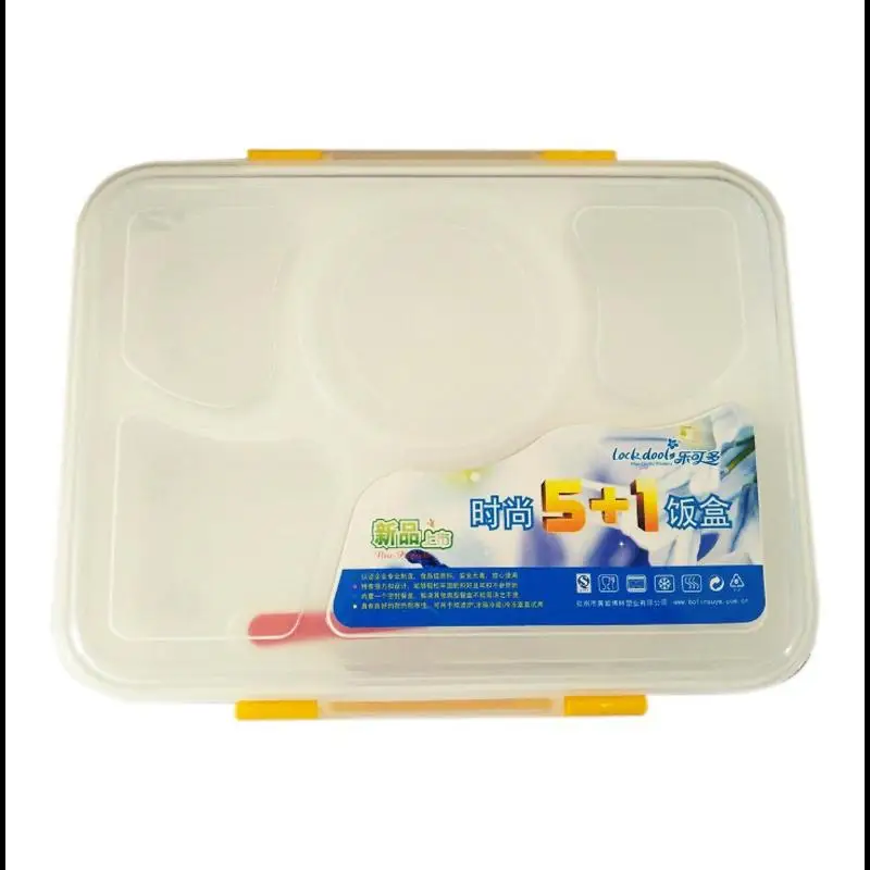 

Yfashion Reusable Plastic 5-Compartment Bento Lunch Box Divided Food Storage with Sealed Soup Bowl and Spoon