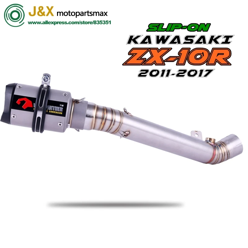 Motorcycle Exhaust Full System Muffler Escape Link Middle Pipe Slip On