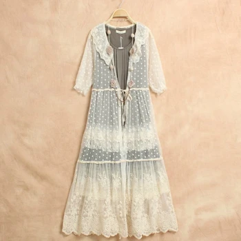 

Sweet Peter Pan Collar Mori Lace Embroidery Tunique Femme Vestiti Donna Kim Kardashian Kawaii Handmade Crochet Dress Hippie Boho