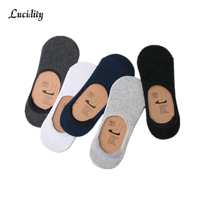 5pairs/lot=10pieces New Cotton Men Invisible Socks Silicone Anti - Skid Pure Color Summer For Man | Мужская одежда