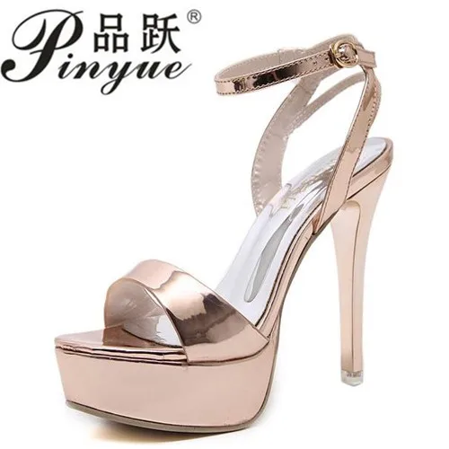 

Size 34-39 Pu Leather High Heels Sandals 16cm Stripper Shoes Summer Wedding Party Shoes Women Gladiator Platform Sandals