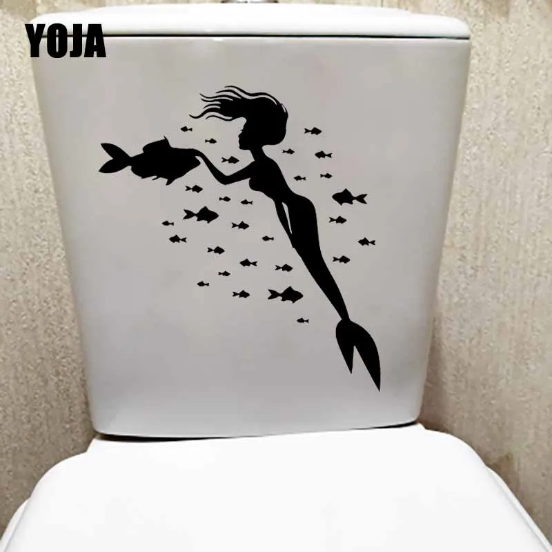 YOJA 23,9X24,2 см WC наклейки для туалета Фреска домашний декор дизайн искусство Русалка морская рыба океан Наклейка на стену T5-0450