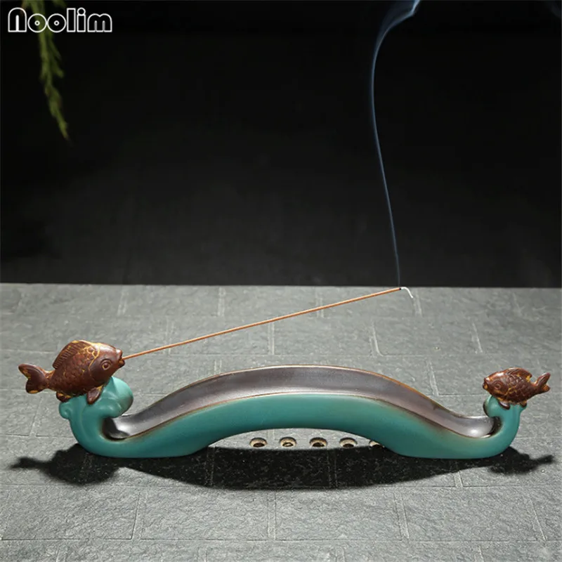 NOOLIM Античная линия курильница для благовоний керамическая рыба узор курильница для благовоний, сандаловых палочек использование в доме украшение для столовой
