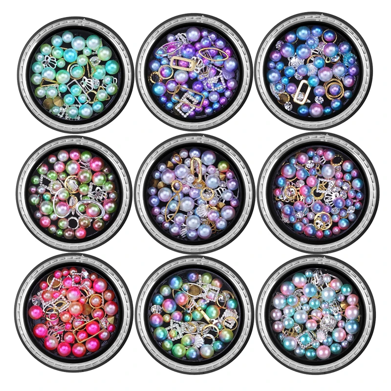 

OMlove Mixed 1 Box 3D Rhinestones Diverse DIY Gems Charming Mix Nail Art Decoration Crystal Jewelry Gel Glitter Gel Nail Polish