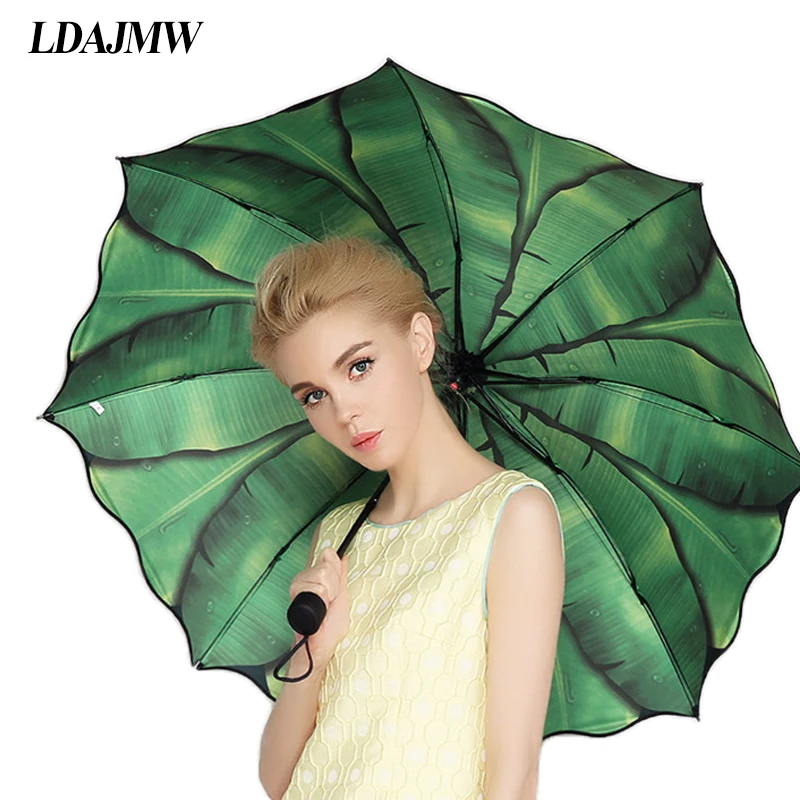 LDAJMW New Creative Banana Leaves Umbrella Black Coating Anti UV Sun And  Rain Umbrella Three Folding Sun Parasol|leaf umbrella|sun parasolrain  umbrellas - AliExpress