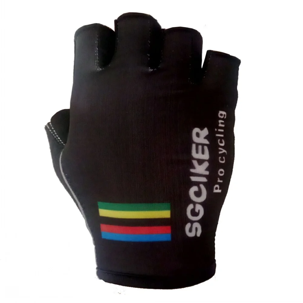 

SGCIKER Pro team high quality Cycling glove GEL shock absorption black champion rainbow summer half finger Bike gloves Size m-XL