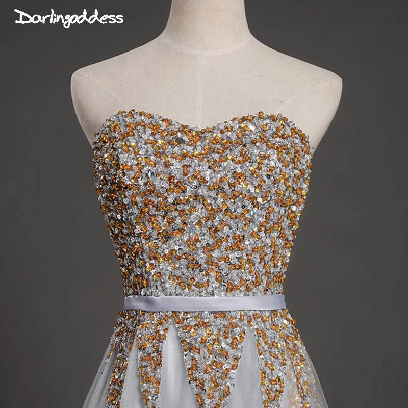 Роскошные Дубаи Robe De soiree светло серые Кристальные Длинные вечерние платья