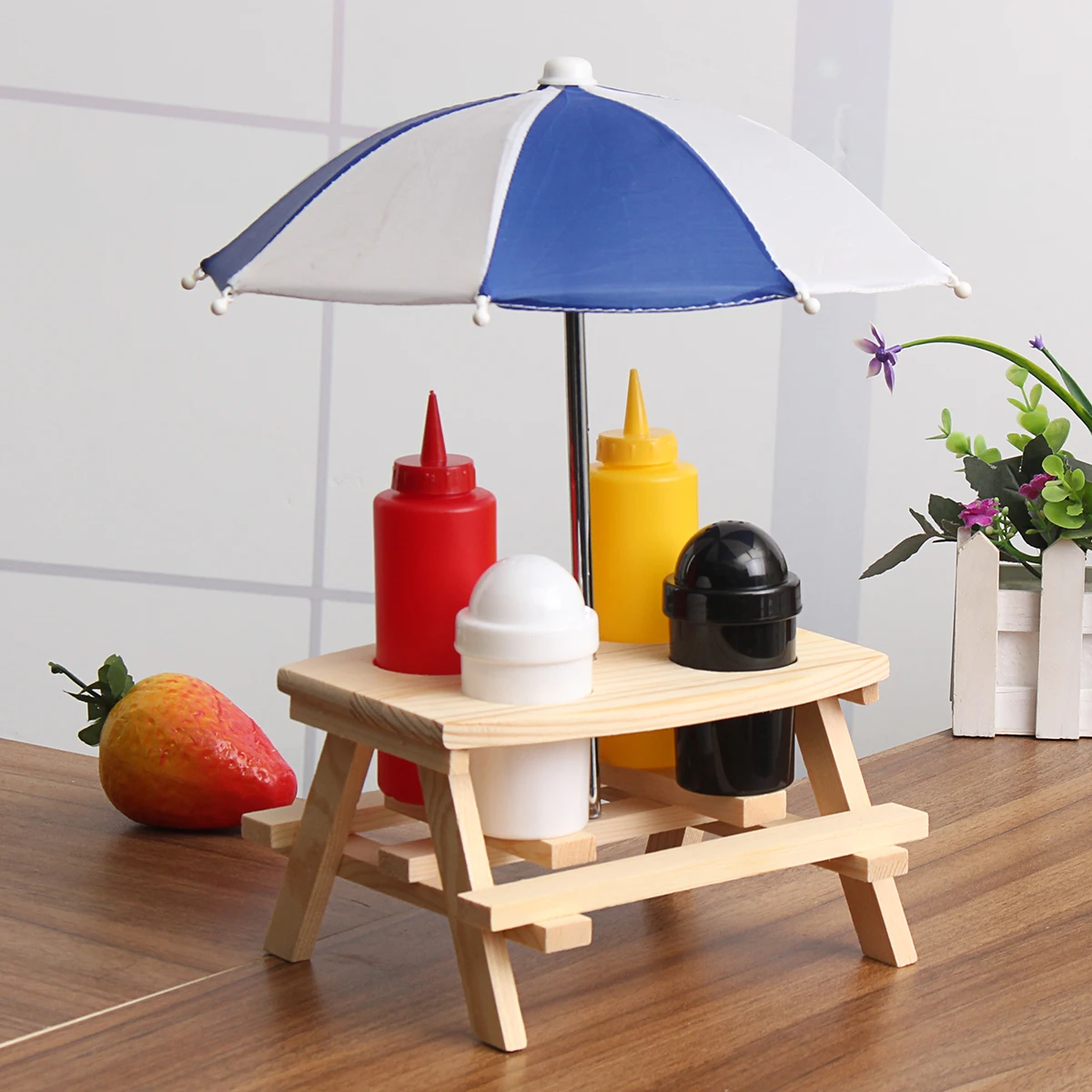 Salt Pepper Sauce Bottle Holder Seasoning Rack Condiment Jar Set Picnic