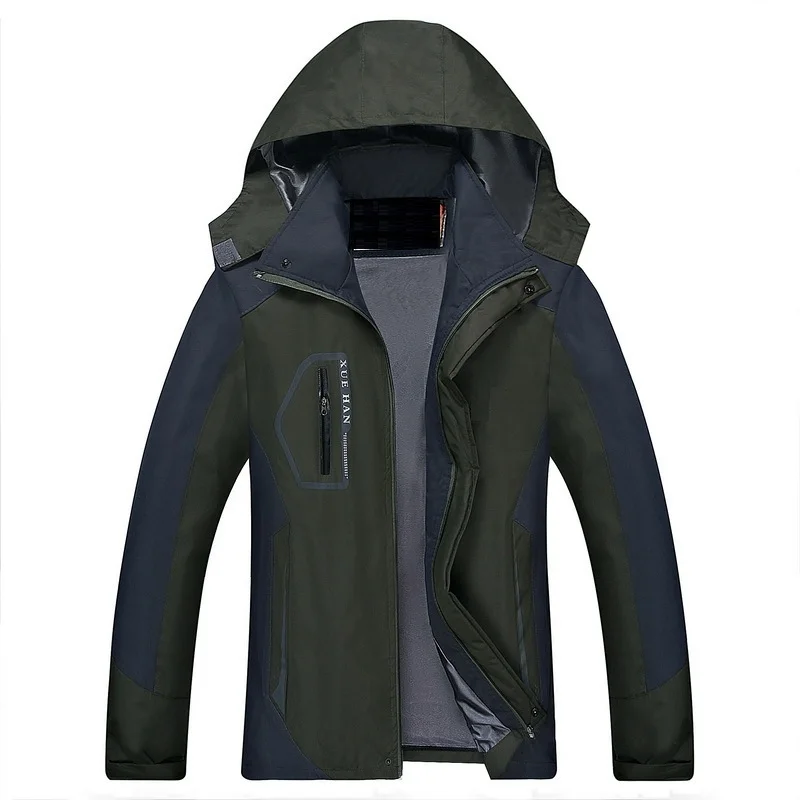 ZOGAA водонепроницаемая ветрозащитная куртка с капюшоном, одежда для альпинизма, спортивная куртка для активного отдыха, ветрозащитная куртка с капюшоном, куртка большого размера - Цвет: Армейский зеленый
