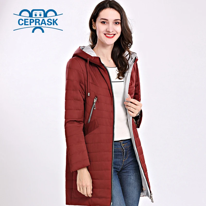 Buy 2018 New High Quality Women s Coat Spring Autum Windproof Thin Women Parka Long Plus Size Hooded Warm Cotton Jackets CEPRASK