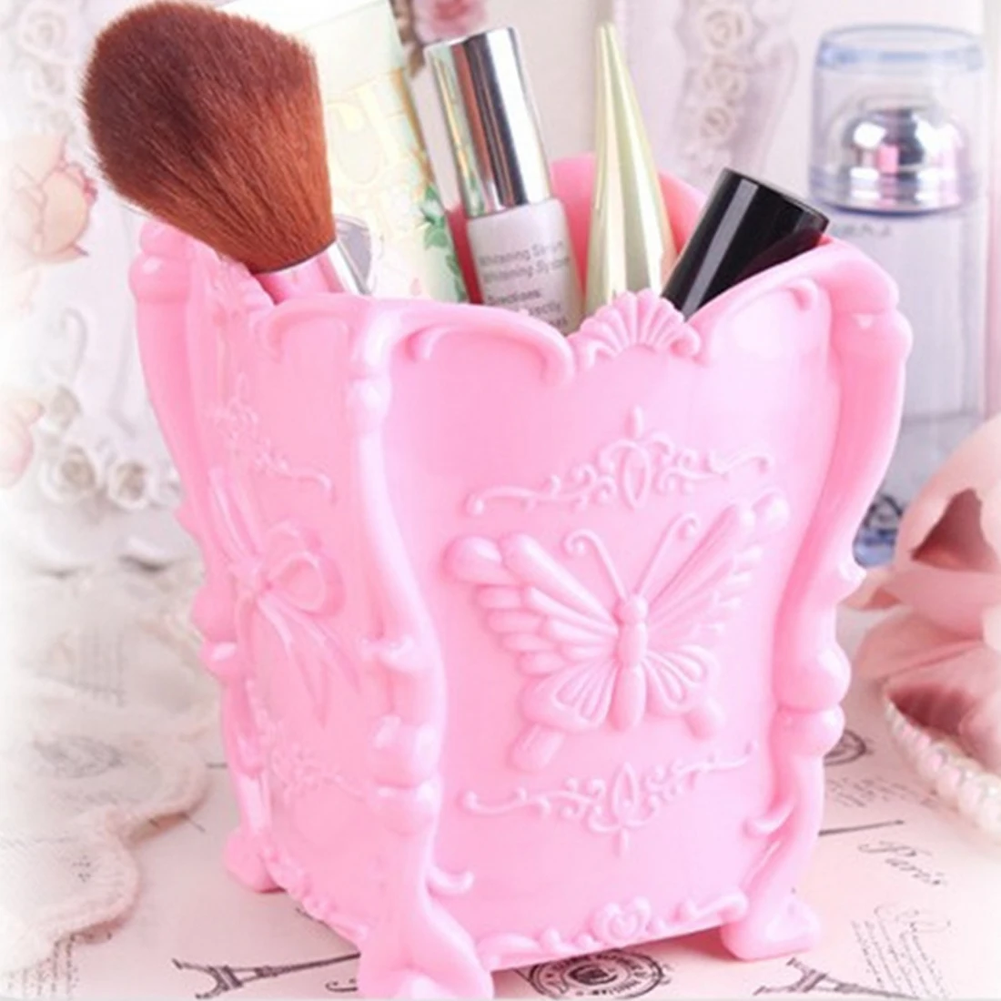 Three dimensional butterfly brush tube pen holder 3D design makeup