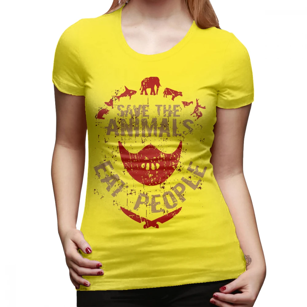 Футболка с акулой Save The animals EAT люди футболка с круглым вырезом короткий рукав женская футболка хлопок белый Новая модная женская футболка - Цвет: Цвет: желтый