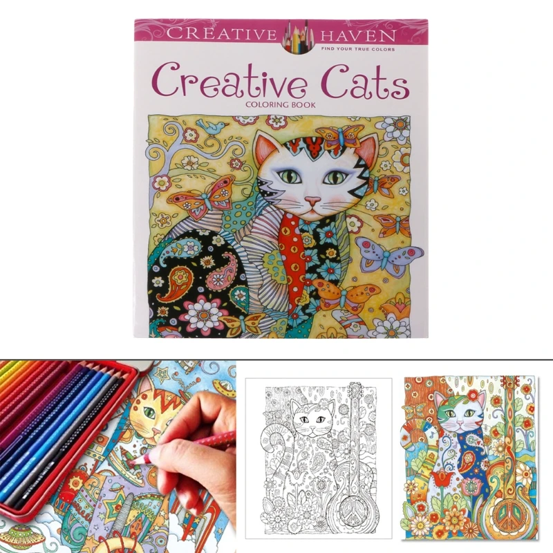24 страницы Творческий Кот раскраска книга Kill Time альбом для рисования для детей