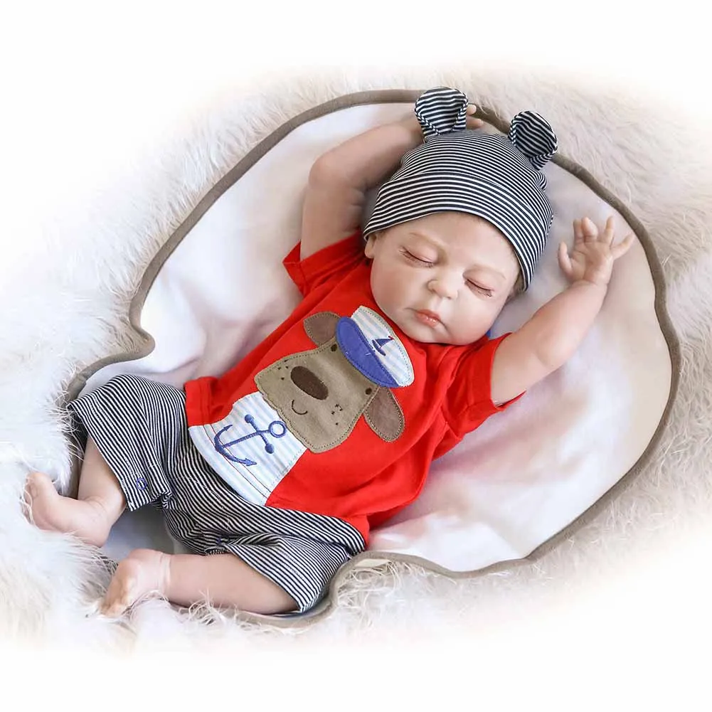 

2018 New NPK 22 Inch Silicone Reborn Newborn Doll Set Realistic Boy Baby Dolls for Kids Playmat Birthday Gift