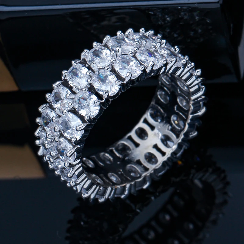 CWWZircons Gorgeous Oval Cubic Zirconia Crystal Big Party Rings Jewelry White Gold Color Luxury Wedding Band Ring for Women