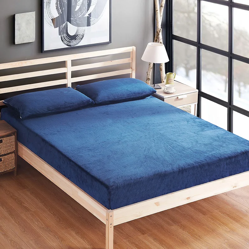 Sapphire blue Smooth Waterproof Mattress Protector For Box Spring Mattress Cover BedBug Proof