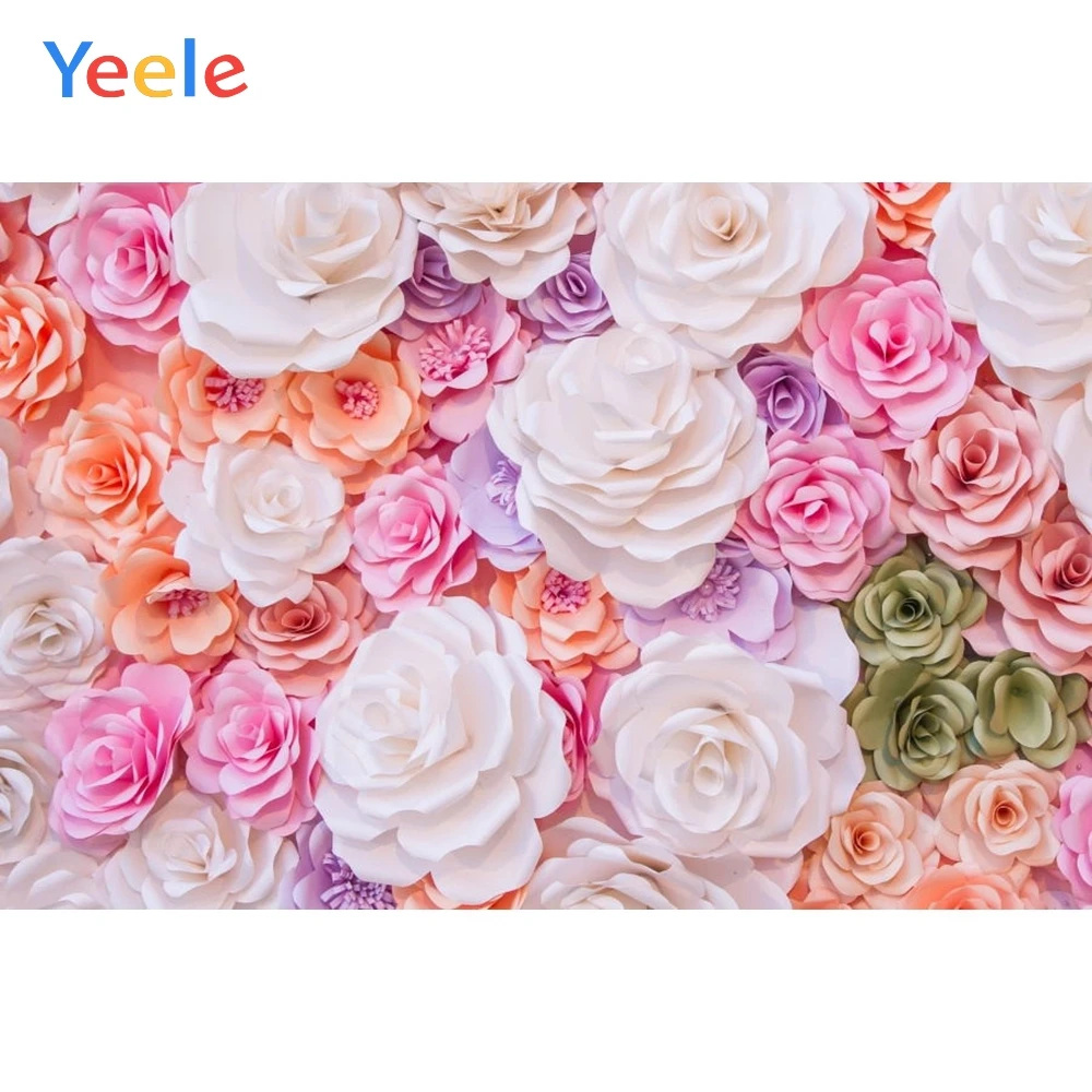 

Yeele Blossom Paper Flowers Photography Backdrops Baby Portrait Wedding Personalized Photographic Backgrounds For Photo Studio