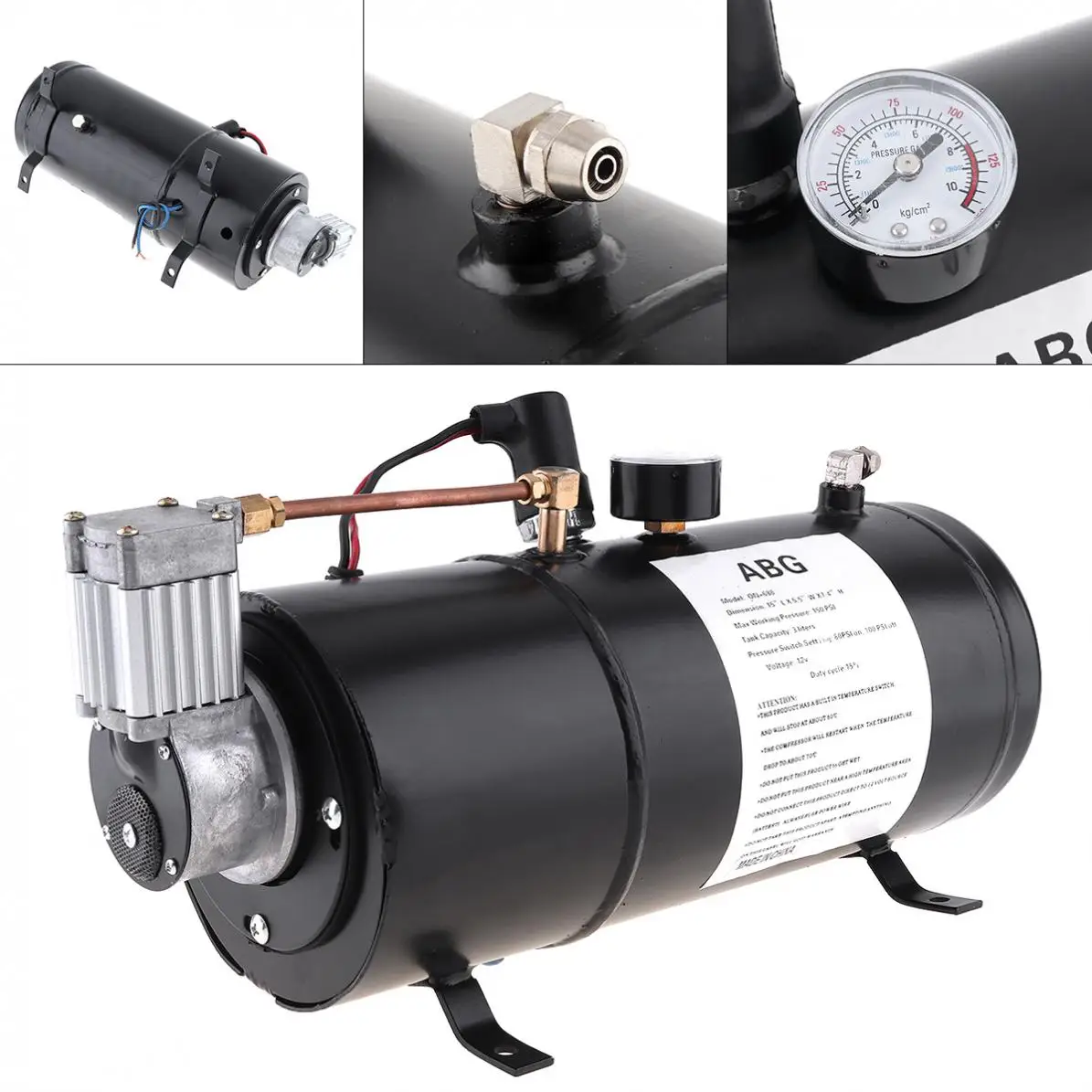 Universal Durable 12v 125 Psi Car Air Horn Compressor Tank Pump For