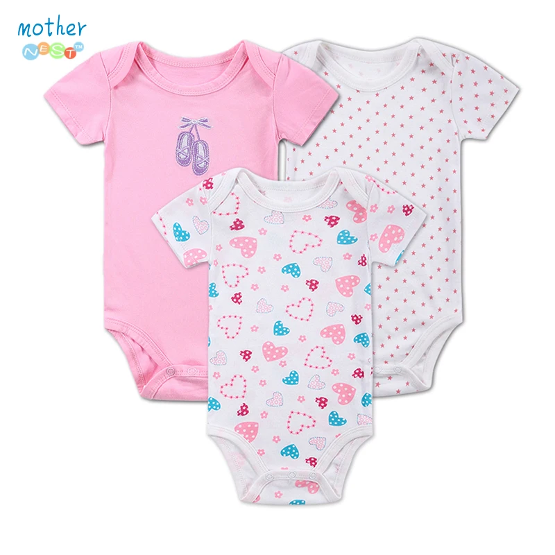 

3 Pieces/lot Baby Footies 0-12Months Short-Sleeved Baby Infant Cartoon Recien Nacido Girls footy Clothing Newborn Clothes