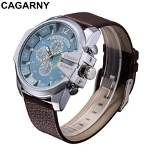 Marque de luxe Cagarny Mens Quartz Montres Hommes Militaire Montre-Bracelet En Cuir Bracelet Montre Date Horloge Homme Relojes Hombre D6839 Nouveau