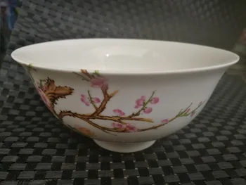 

China Old porcelain Pastel Porcelain bowl Plum blossoms and poems