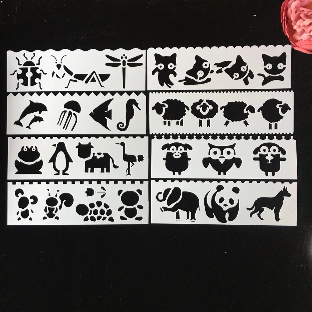 

8Pcs/Set 18cm Animals Panda DIY Layering Stencils Painting Scrapbook Coloring Embossing Album Decorative Card Template