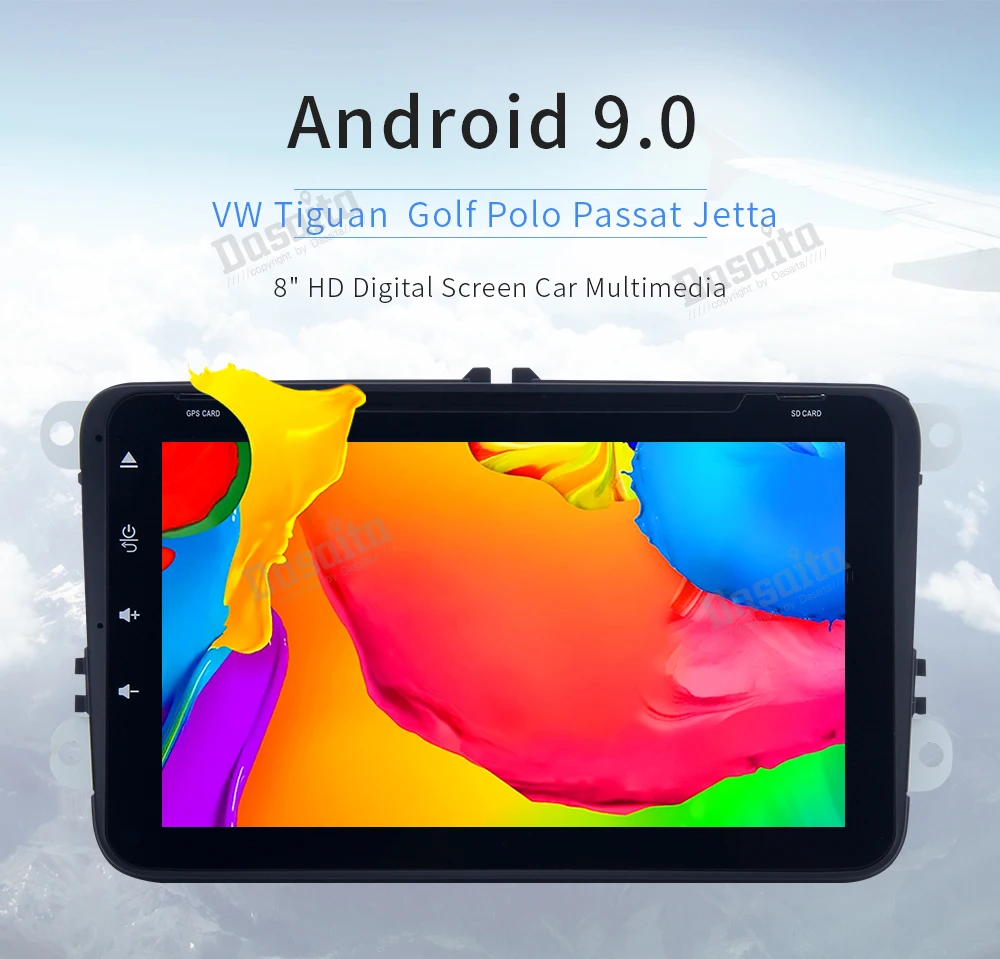 Flash Deal Dasaita 8" IPS 2 Din Car DVD Player Android 9.0 for VW Passat Golf 5 6 Polo Tiguan Jetta Touran GPS Radio 4G RAM 1024*600 MP3 13