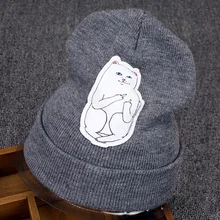 Новая мужская и женская вышитая вязаная шапка зима шапки милые Skullies& вязаные шапки для осенне-зимнего сезона теплая шапка