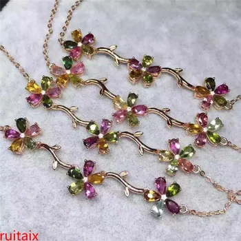 

KJJEAXCMY fine jewelry S925 sterling silver bracelet natural tourmaline and multi-colored gemstone female jewelry free of charge