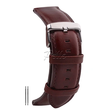 

Pelle Vintage Oil Wax Leather Strap Watchband Wristband 17mm For Men And Women Dark Brown