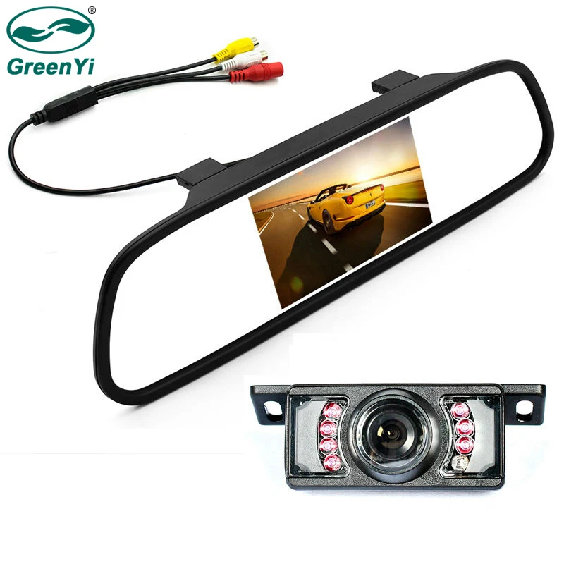 GreenYi 4.3 Inch Car Rearview Mirror Monitor Video Auto Parking