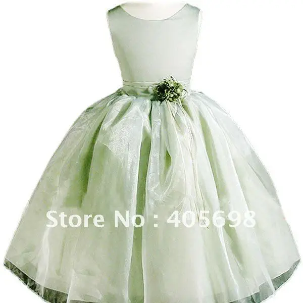 sleeveless light green flower girl dress wholsale many size many color
