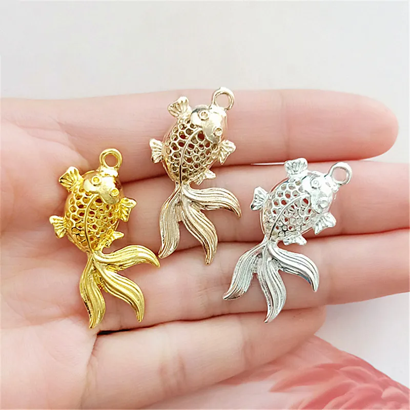 

2019 New 6Pcs Zinc Alloy Small Goldfish Necklace Charms DIY Handmade Making Hair Earring Jewelry Pendant Material Accessories