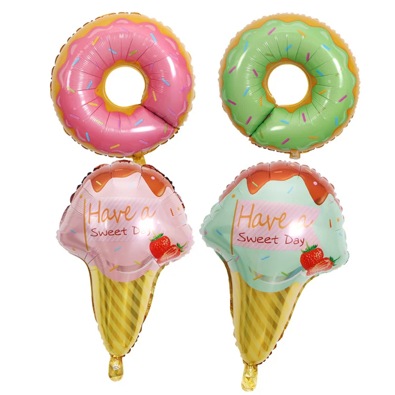 

1PC Ice Cream Doughnut Foil Balloon Birthday Party Cartoon Food Helium Balloons Summer Party Decoration Inflatable Air Balloons