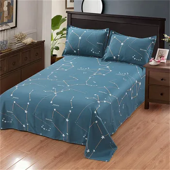 

Fashion pentagram Bedding 100% Cotton blue yellow Elegant Bed Linen Active Print lines constellation sheet pillowcase Bedclothes