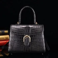 Горячая стиль настоящая/натуральная крокодиловая кожа живота кожаная сумка на плечо Средний размер мешка с верхней ручкой Милая женская сумка