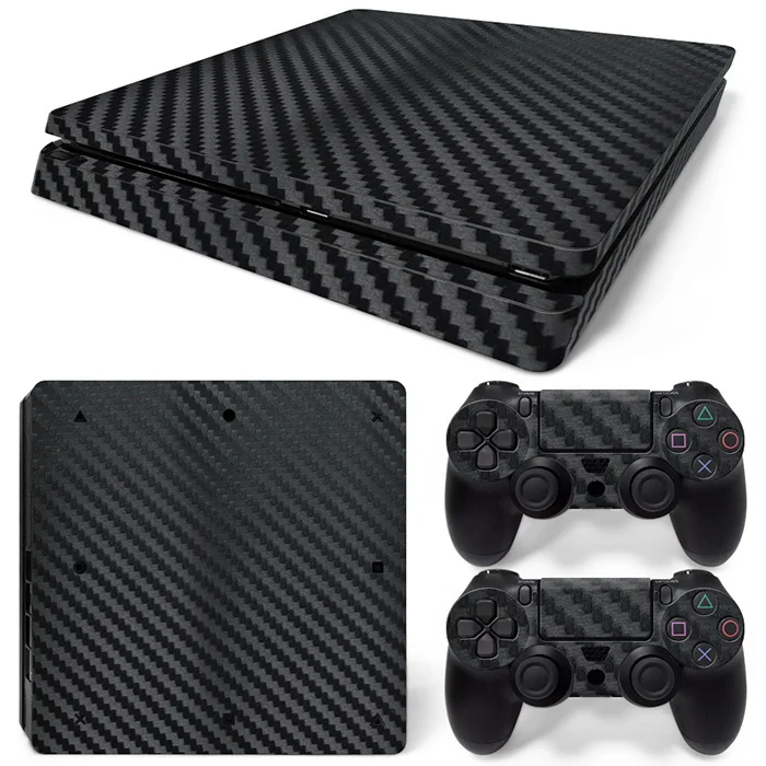 

Carbon Fiber Skin Black Color High Qulaity Sticker Decal Cover for PS4 Slim Console