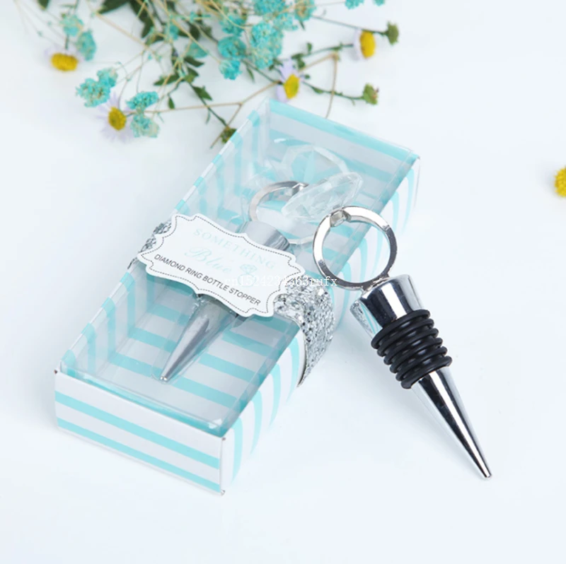 50pcs Crystal Diamond Ring Wine Bottle Stopper Party Favors Wine