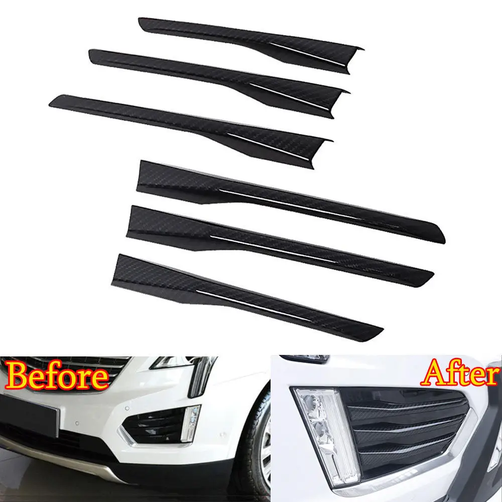 

BBQ@FUKA Carbon Fiber Decor Front Fog Light Lamp Cover Trim Stripes Fit For Cadillac XT5 2016