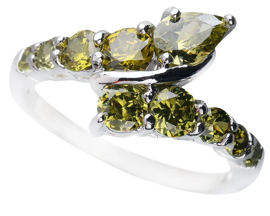 Роскошное кольцо Olivine Peridot 4*6 мм из полудрагоценного серебра Q1118 | Украшения и