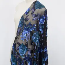 5 ярдов голубые пайетки ткань, костюм платье ткань, супер роскошный блесток ткань