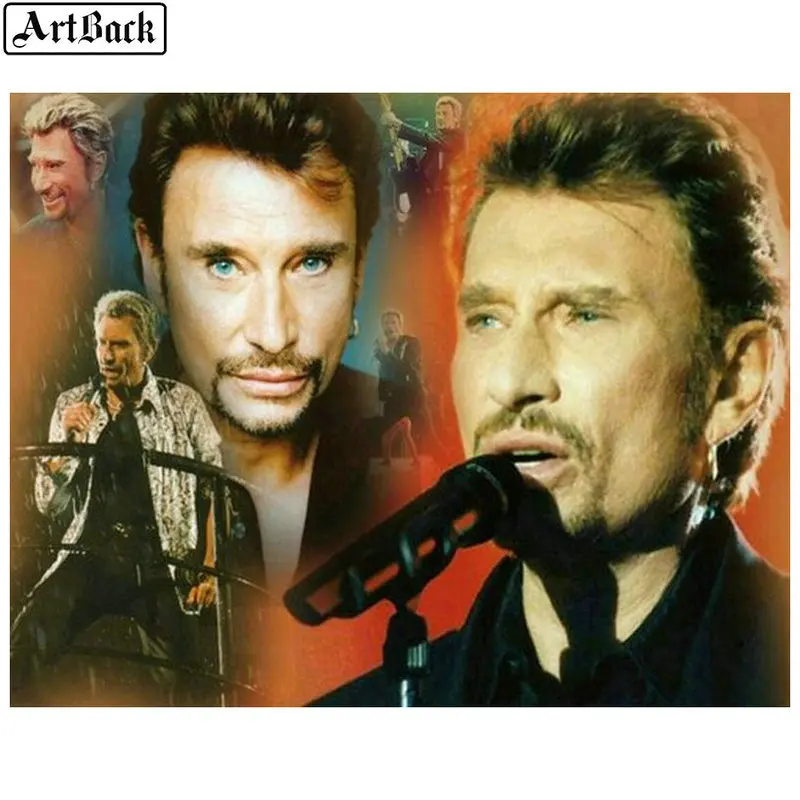 

5d diamond painting full round "johnny hallyday" icon 5d diy diamond mosaic French singer diamond embroidery Elvis Presley