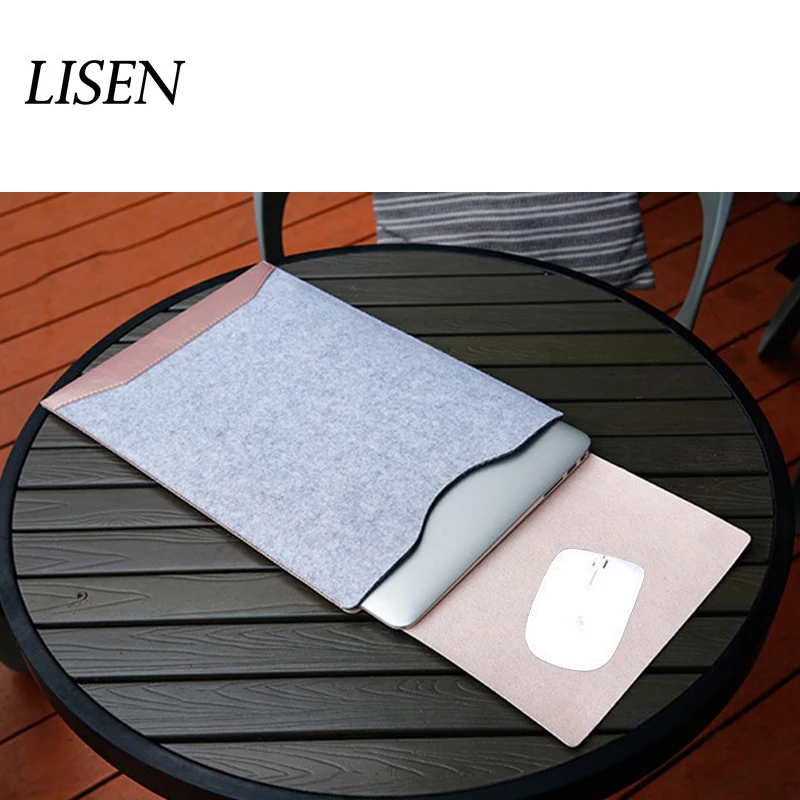 Mouse Pad Sleeve Pouch Laptop Bag For Xiaomi Macbook Air 11.6 13 Retina Pro 12 15 15.6 Case Wool Felt Waterproof Notebook Cover