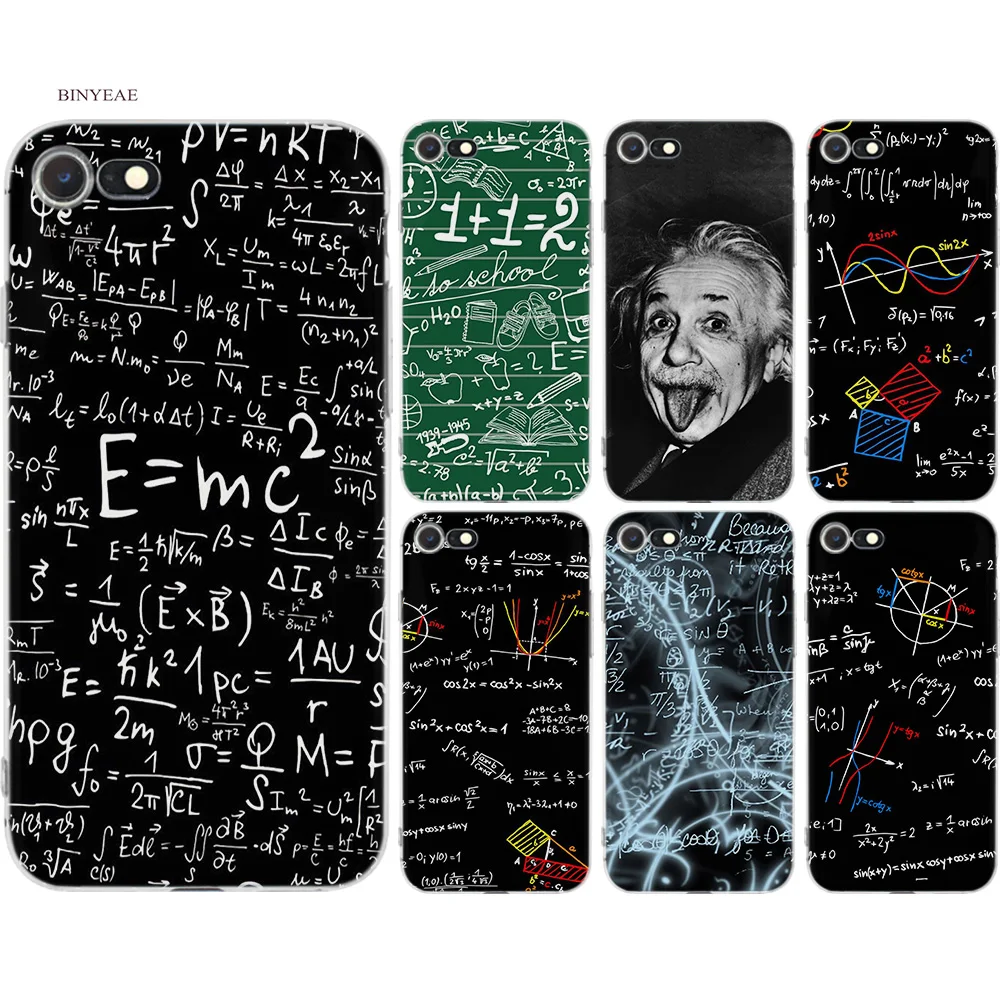 

BINYEAE Albert Einstein formula Math Chem Silicone Case Cover for iPhone 11 11Pro X XS XR MAX 7 8 6 6S Plus X 5 5S SE 5C 7Plus