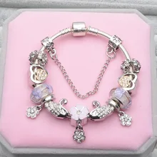 Популярные романтические европейские браслеты Лебединое сердце хрустальные бусины браслеты и браслеты амулеты «сделай сам» изысканный подарок высокого качества