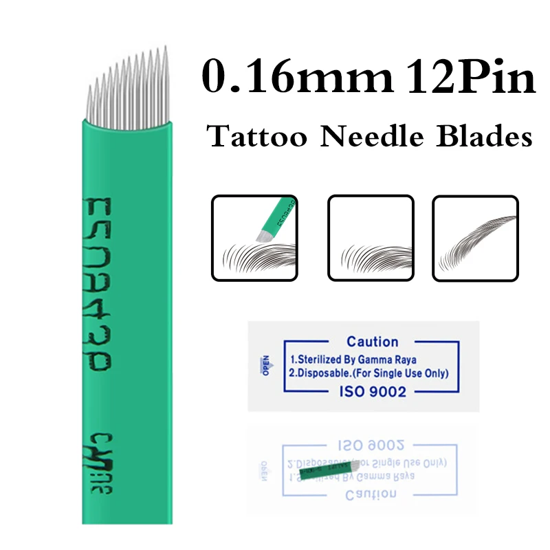 

100pcs 12 pins Flex Microblading Tattoo Needles Lamina Nano Permanent Makeup Blade For 3D Eyebrow Lip Tattoo Needles