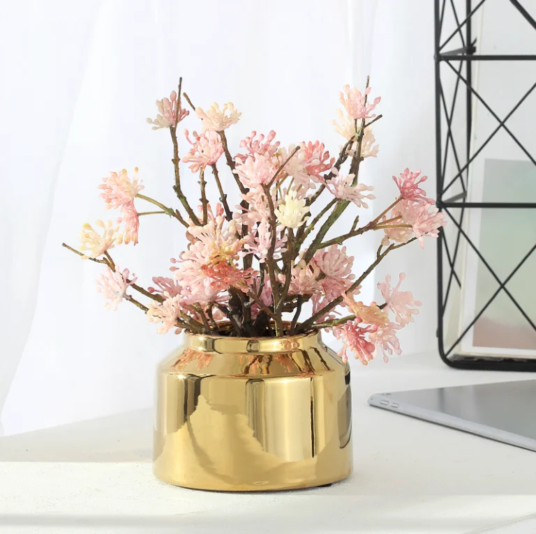 Креативная Современная Золотая керамическая ваза для украшения гостиной Цветочная композиция Аксессуары Украшение дома цветочные вазы