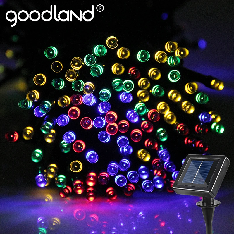 Goodland LED String Lights Garland 20M Fairy Lights 200 Leds Outdoor For Decoration Lighting Solar Panel LED Christmas Lights