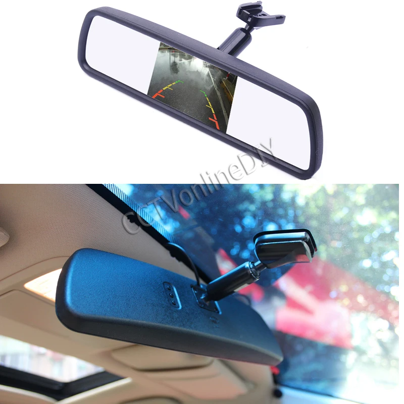 ANSHILONG Special Bracket 4.3" TFT LCD Color Car Rearview Mirror Monitor for Car Parking Rear View Assistance System